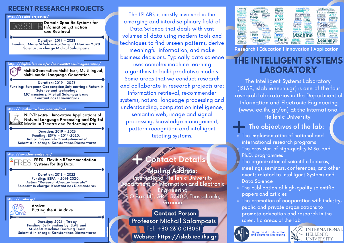 About the Intelligent Systems Laboratory - Intelligent Systems And ...